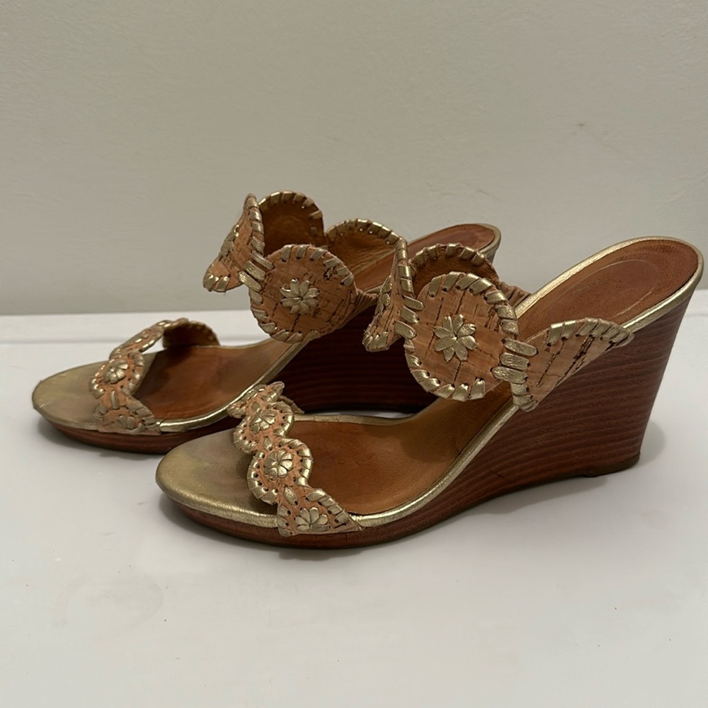 Jack Rogers Gold Wedges